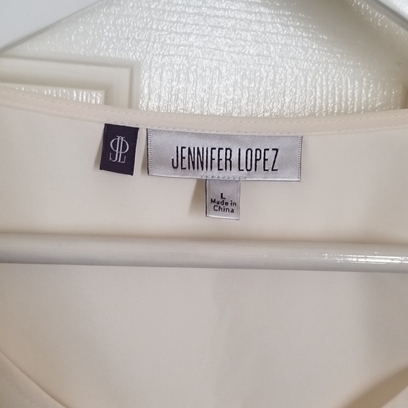 NWT JENNIFER LOPEZ Cream Sheer Long Sleeve Top - Picture 6 of 10